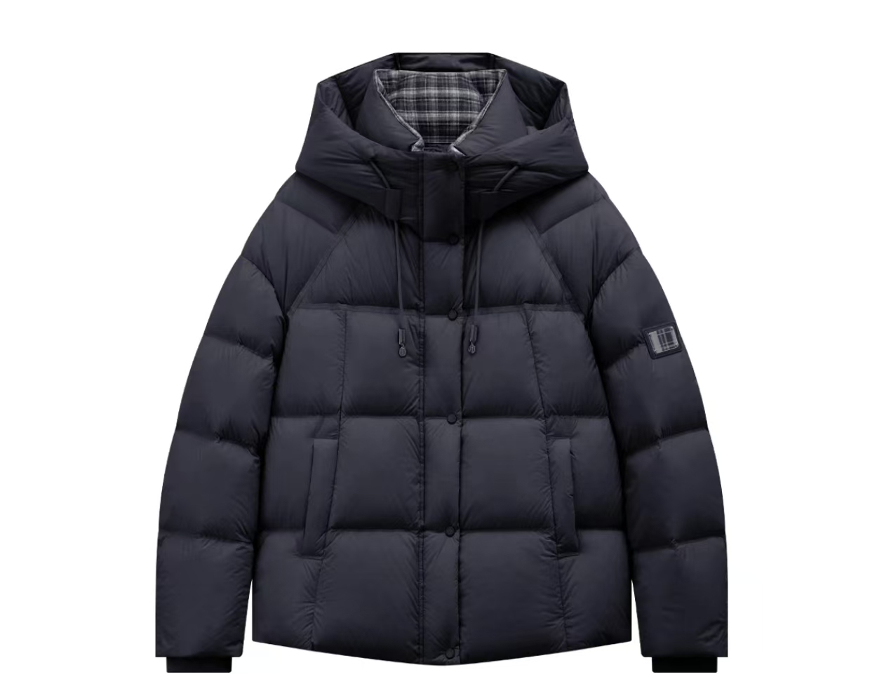 【花花专属】女士连帽插肩袖极简风短款保暖潮流情侣秋冬羽绒服0626