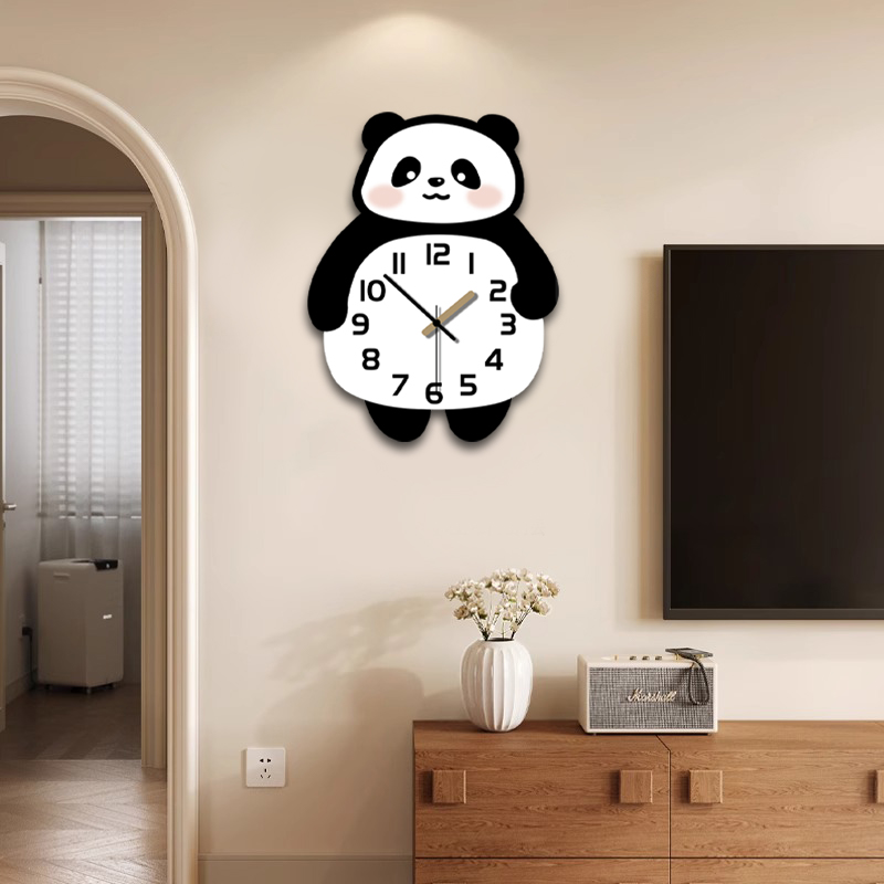 韦柯熊猫挂钟2025新款创意摇摆时钟客厅简约时尚家用装饰钟表挂墙