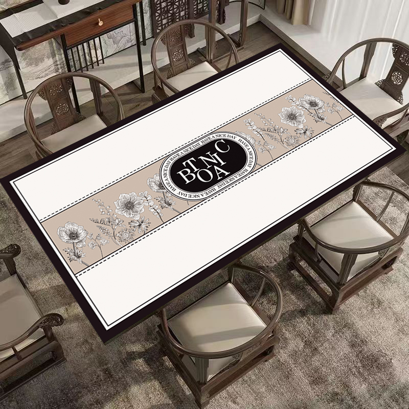 新中式防水防油防烫免洗长方形餐桌垫家用茶几餐桌保护垫