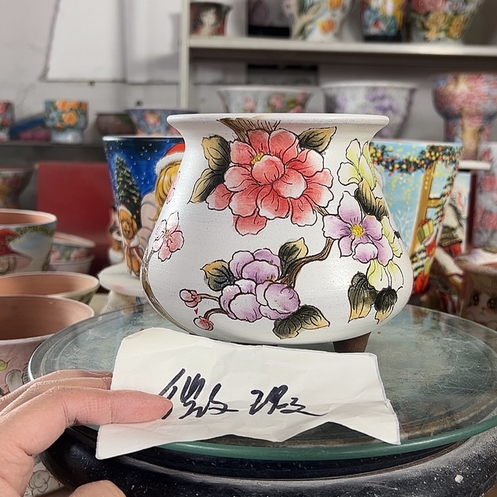 满38包邮景德镇手绘花盆性价比超高