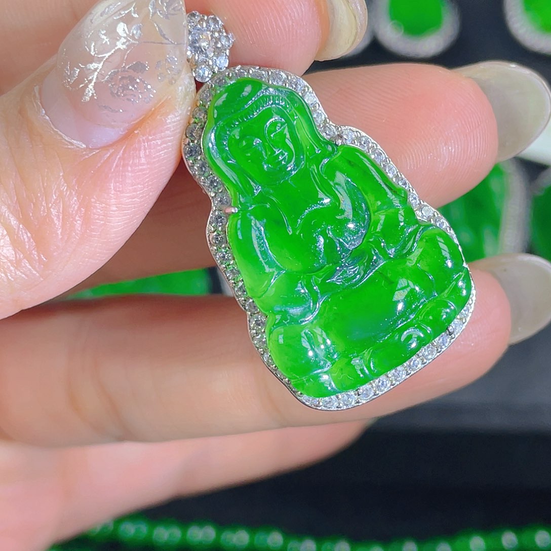 翡翠吊坠(不含链)银S925镶嵌