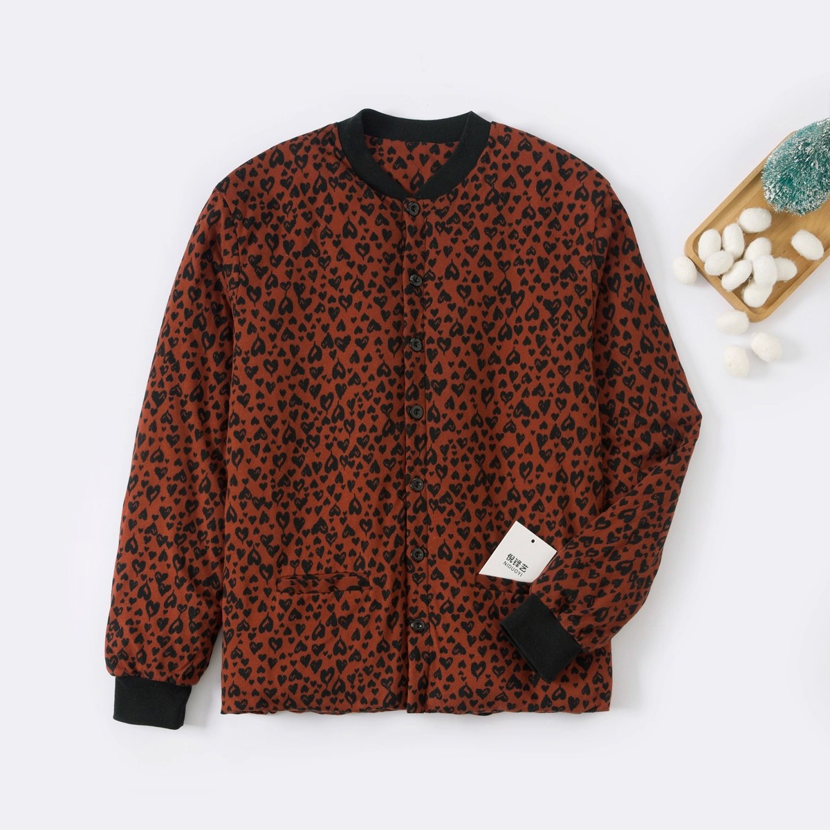 100%桑蚕丝爱心晕染棉衣女冬内穿打底保暖中老年妈妈加厚棉袄