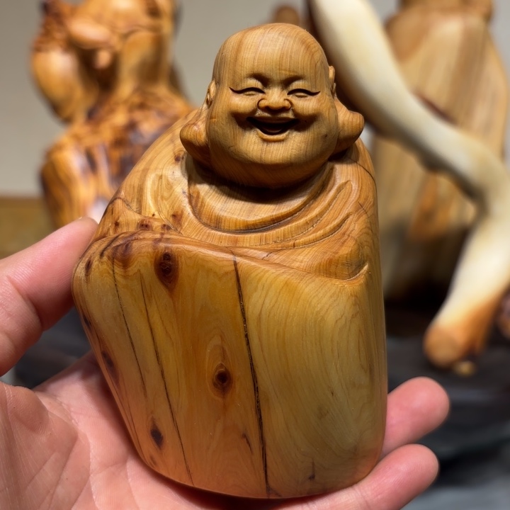 木弥勒佛手把件弥勒佛手把件