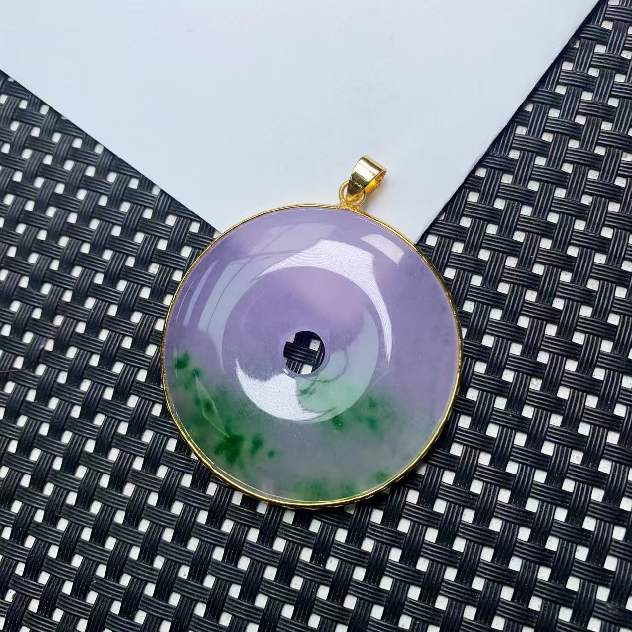 [石矿]A78透紫绿平安扣吊坠
