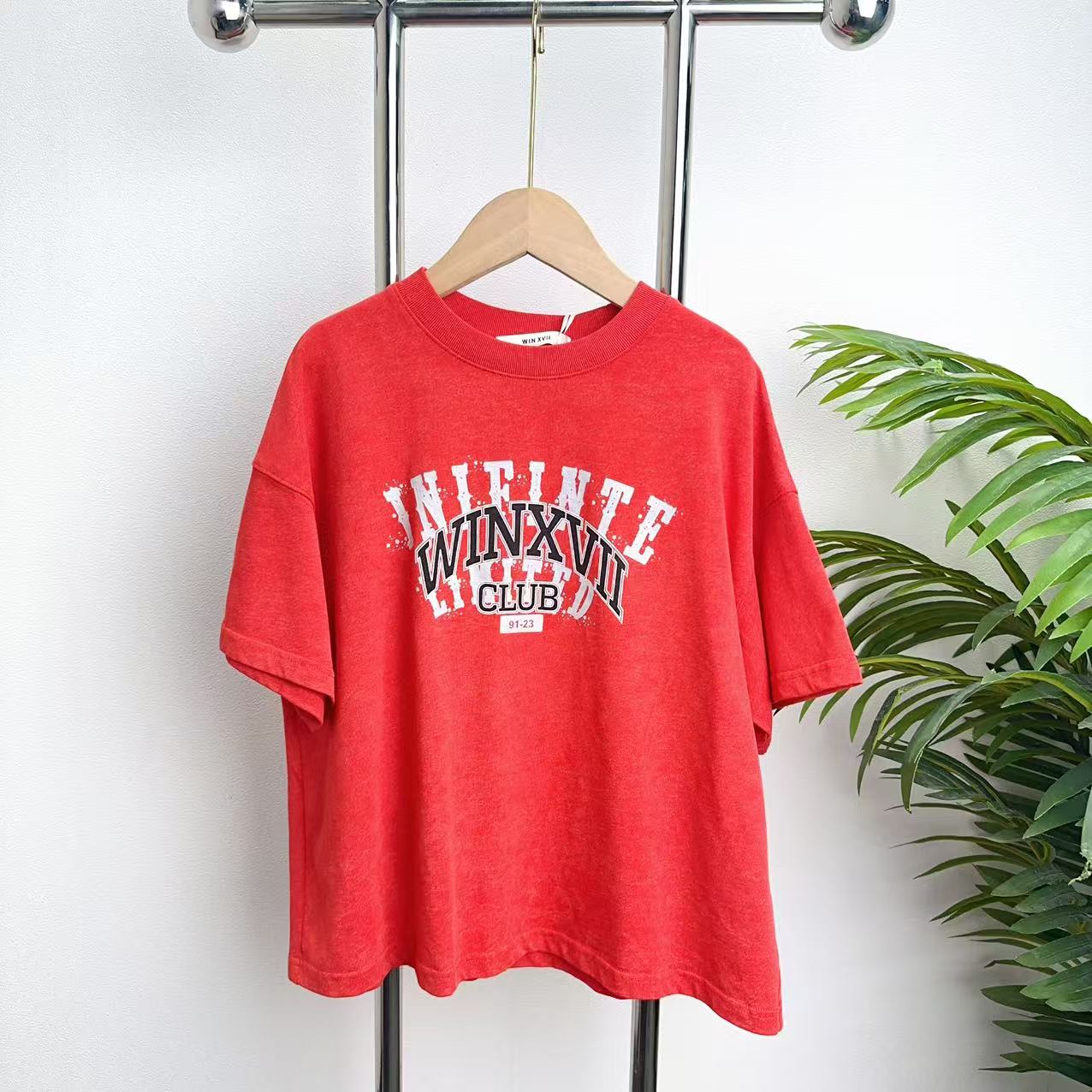 【X244】大红色T恤B4-7