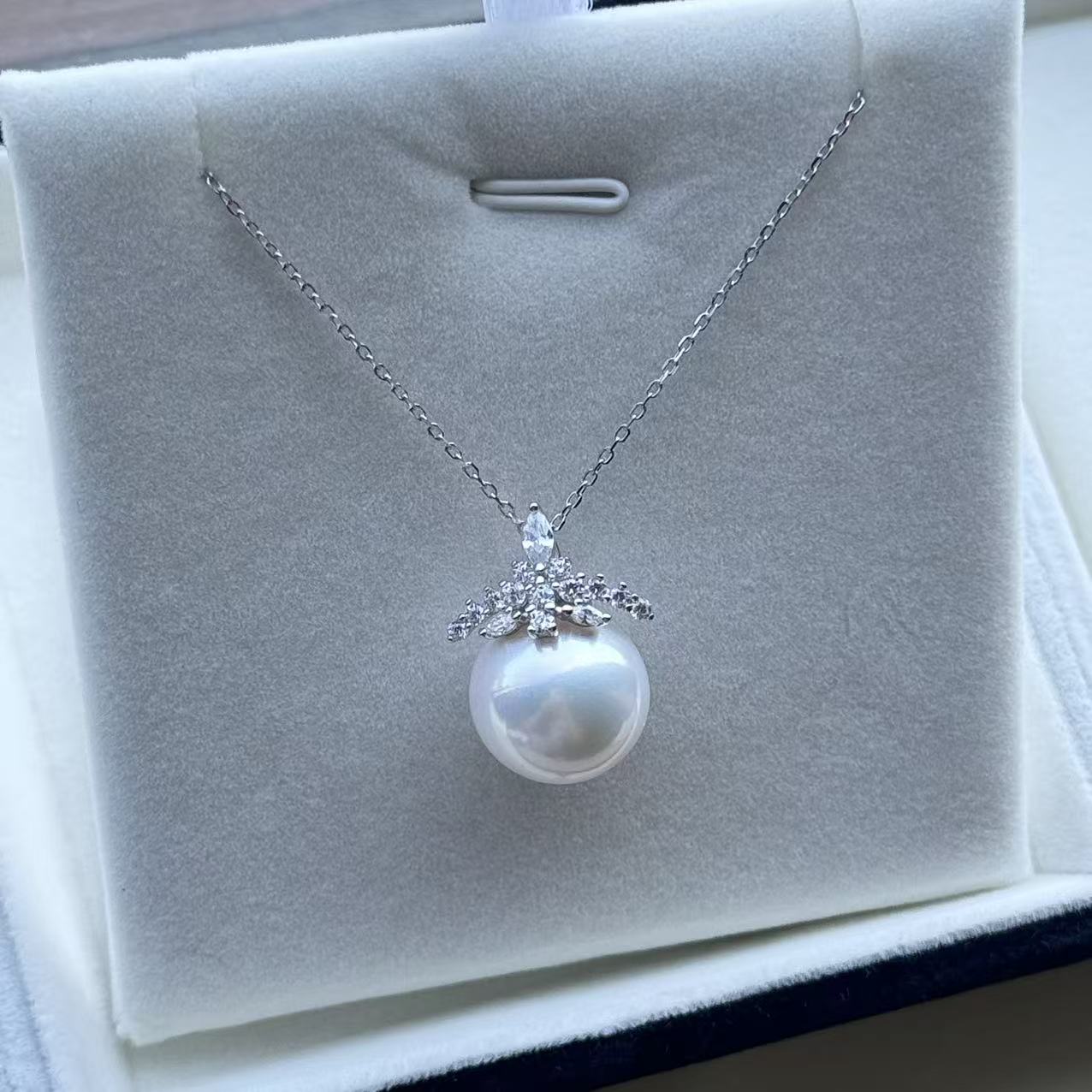 S925银天然淡水爱迪生珍珠15-16mm冰雪女王吊坠大点位