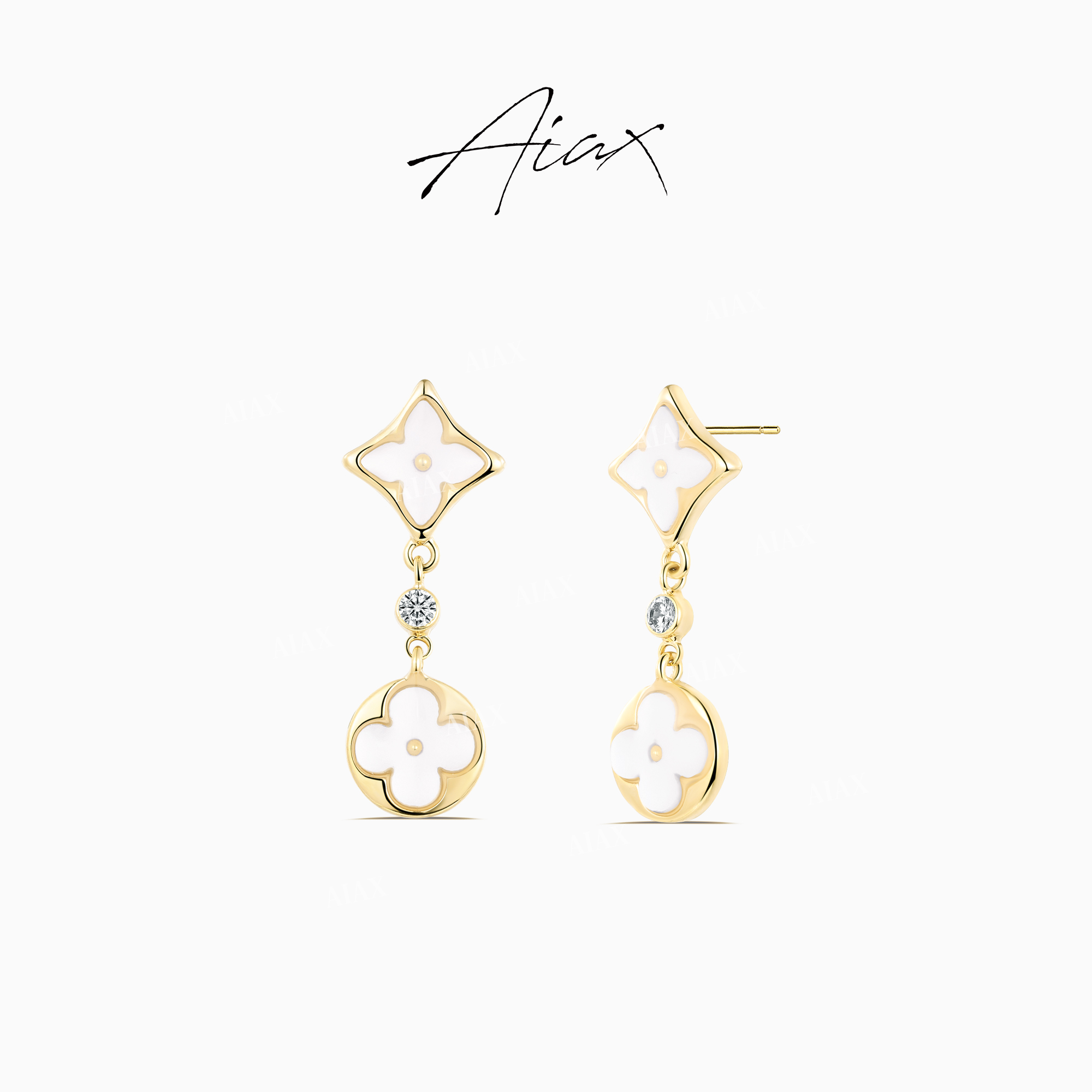 AIAX 镀K金 轻奢四叶百搭时尚耳环TSL747