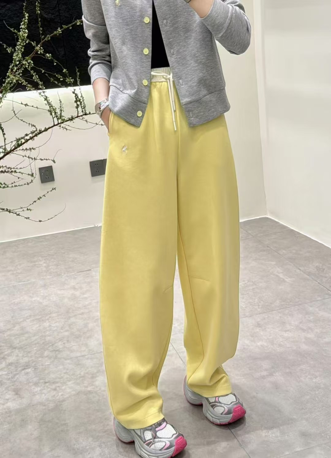 春款欧货弯刀裤撞色腰休闲裤