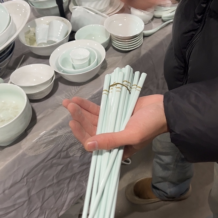瓷片青色陶瓷筷子十双，包邮