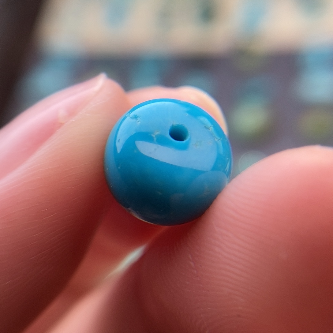 绿松石未镶嵌玉化蓝10.3mm墩子