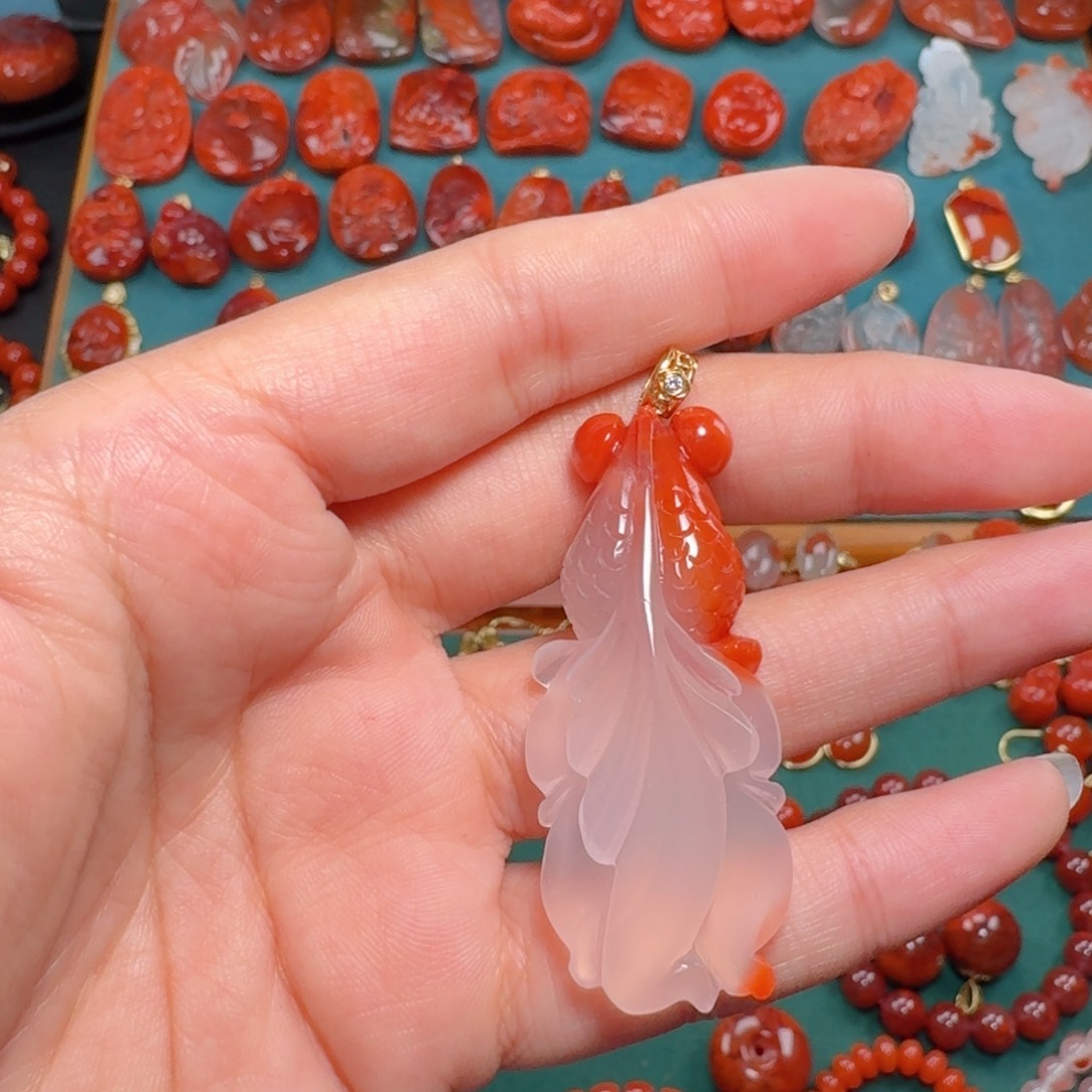 南红玛瑙南红18K金镶嵌