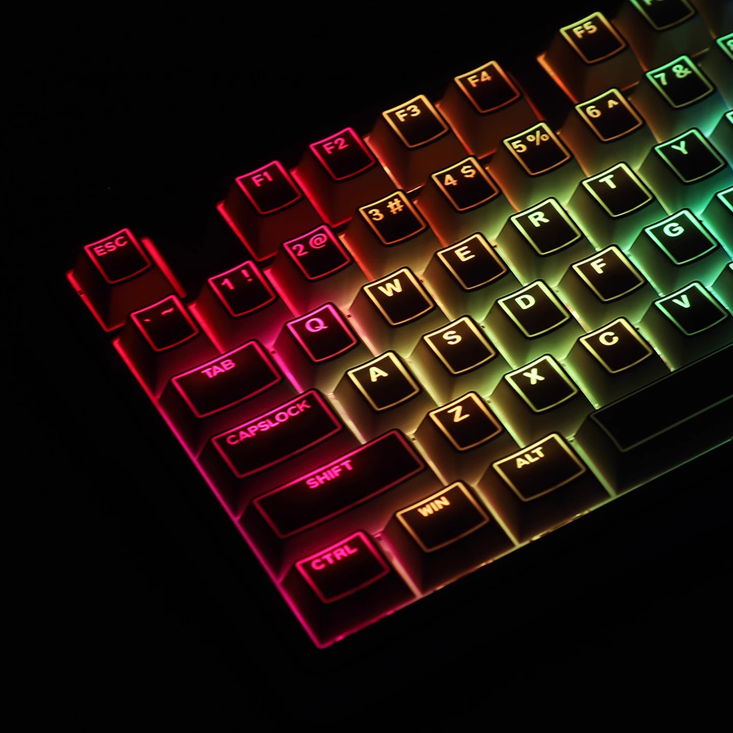 光棱简约正刻字母线条透光PBT原厂机械键盘键帽61/68/87/98/108等