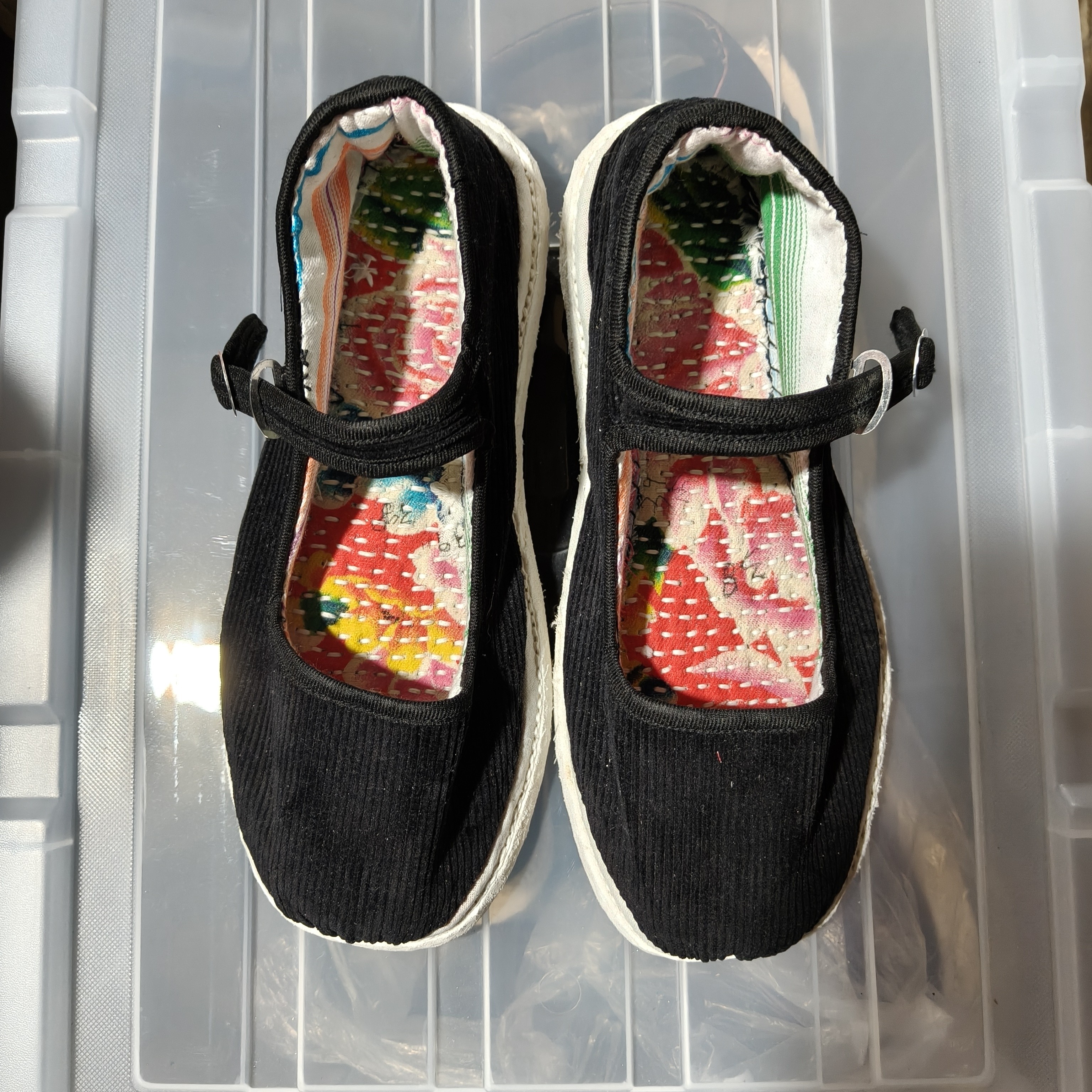 休闲风女浅口透气风圆头布鞋纯手工千层底