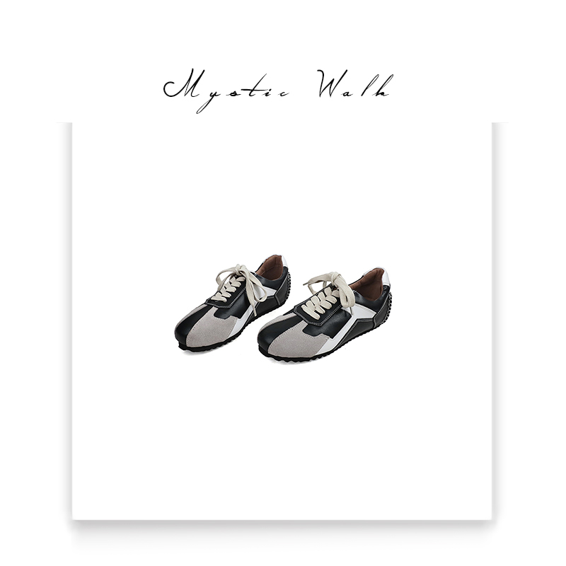 比利解构真皮德训百搭平底拼接撞色运功休闲鞋