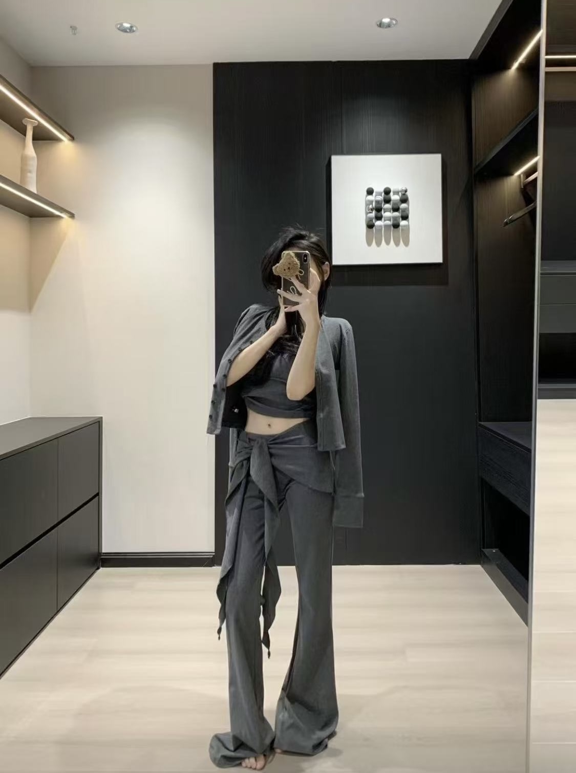 时尚牛仔套装秋季西裤裤子时尚宽松小众高腰韩版显瘦上衣