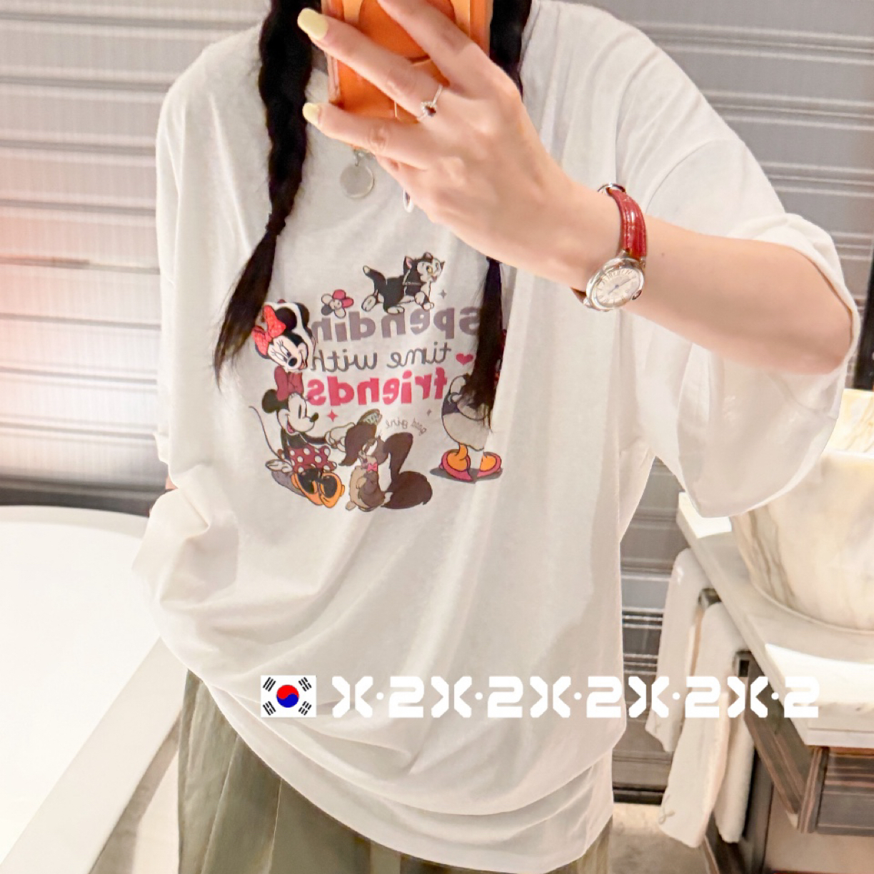 卡通米奇印花66262宽松大版中长款短袖T恤女夏季减龄百搭