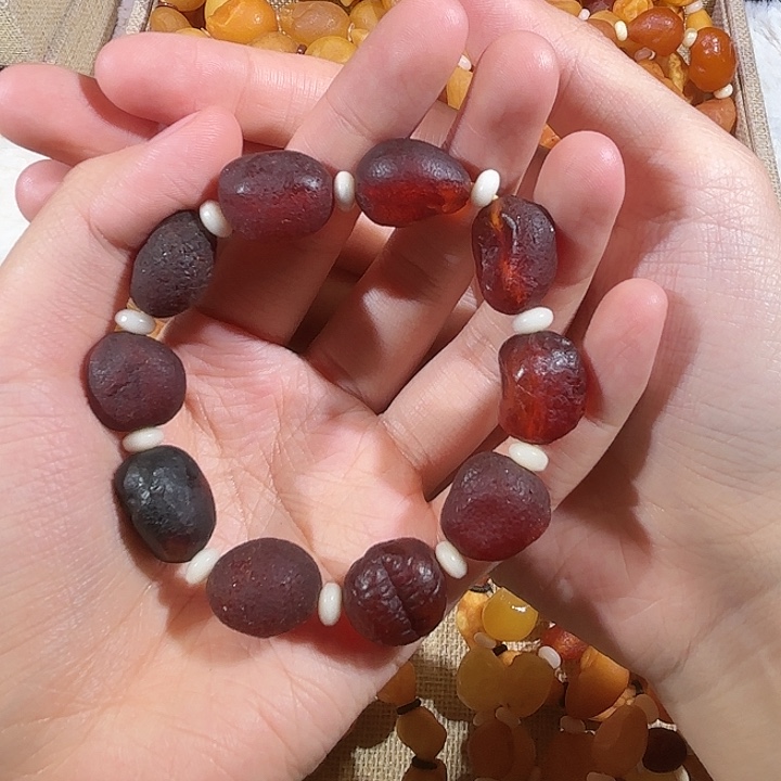 琥珀未镶嵌手链蜜蜡海漂手串