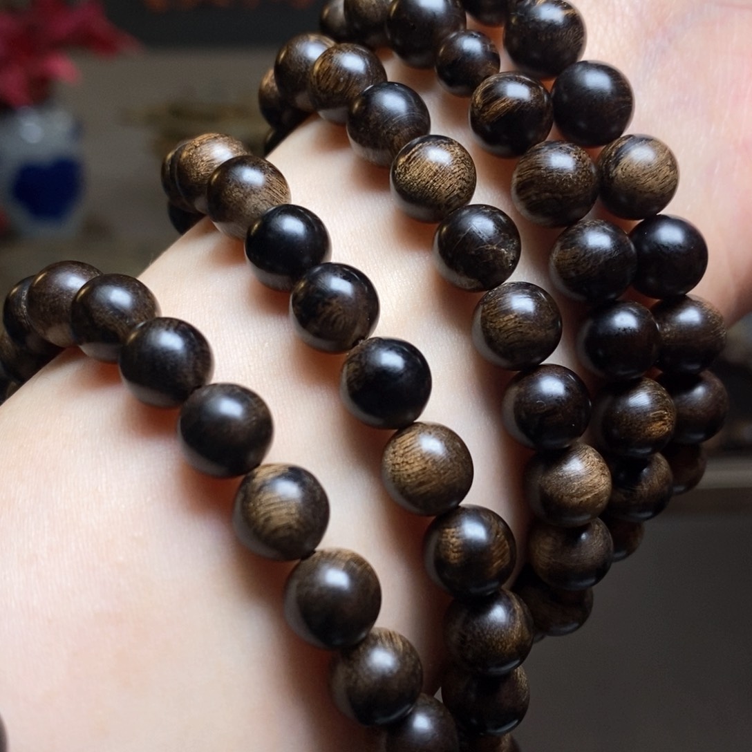 沉香手串越南芽庄白棋楠瘤疤0.8×108
