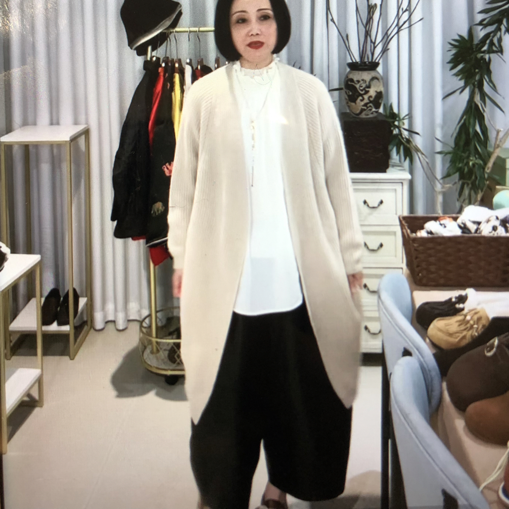 慵懒风纯色竖条纹长款针织开衫简约外搭毛衣外套