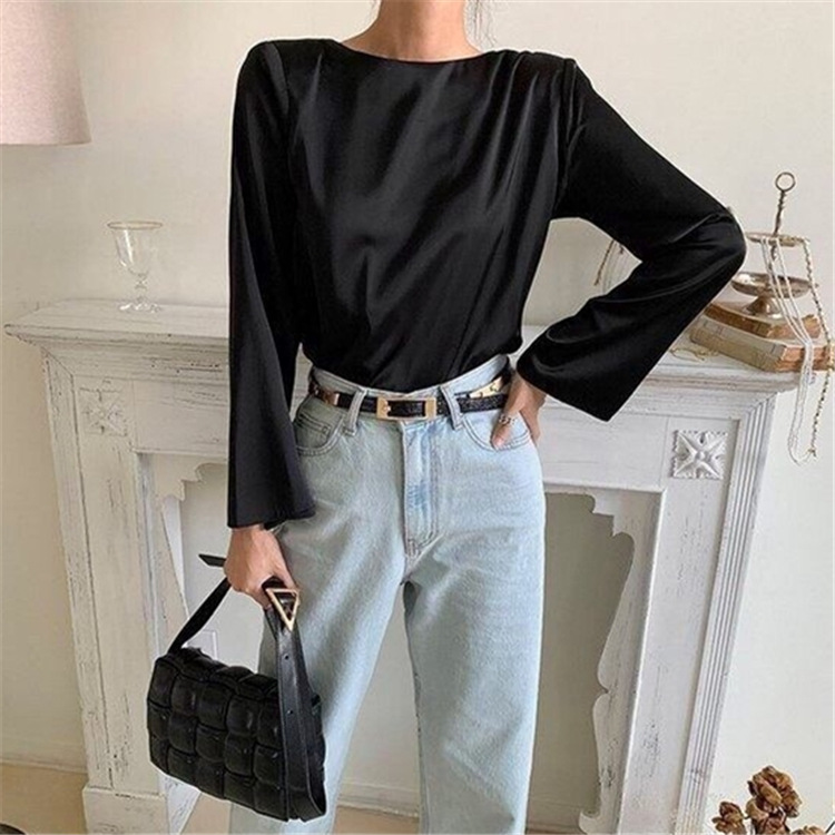 韩国东大门新款链条垂感两面穿显瘦衬衫