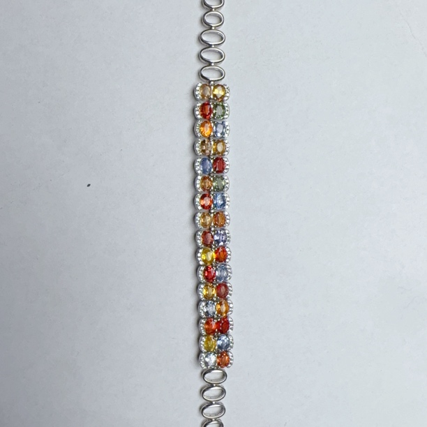 彩色蓝宝石手链s925