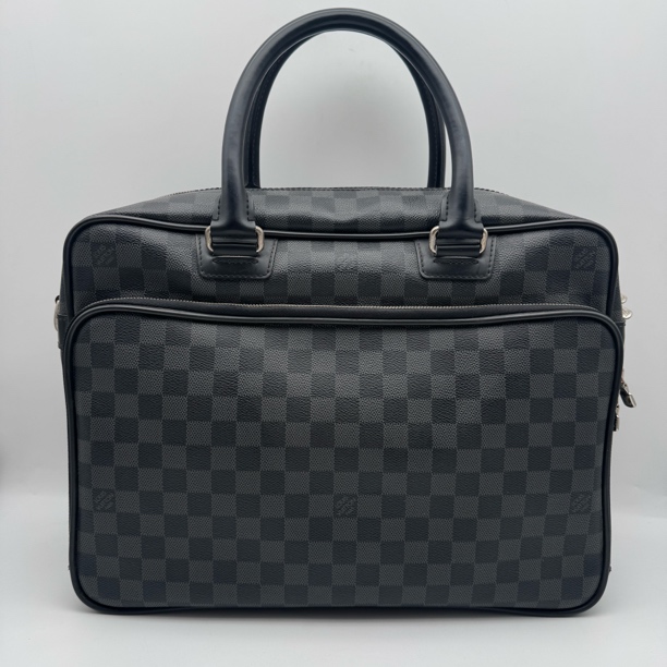 95新 LouisVuitton/路易威登 98新黑色棋盘格手提公文包/男士2833