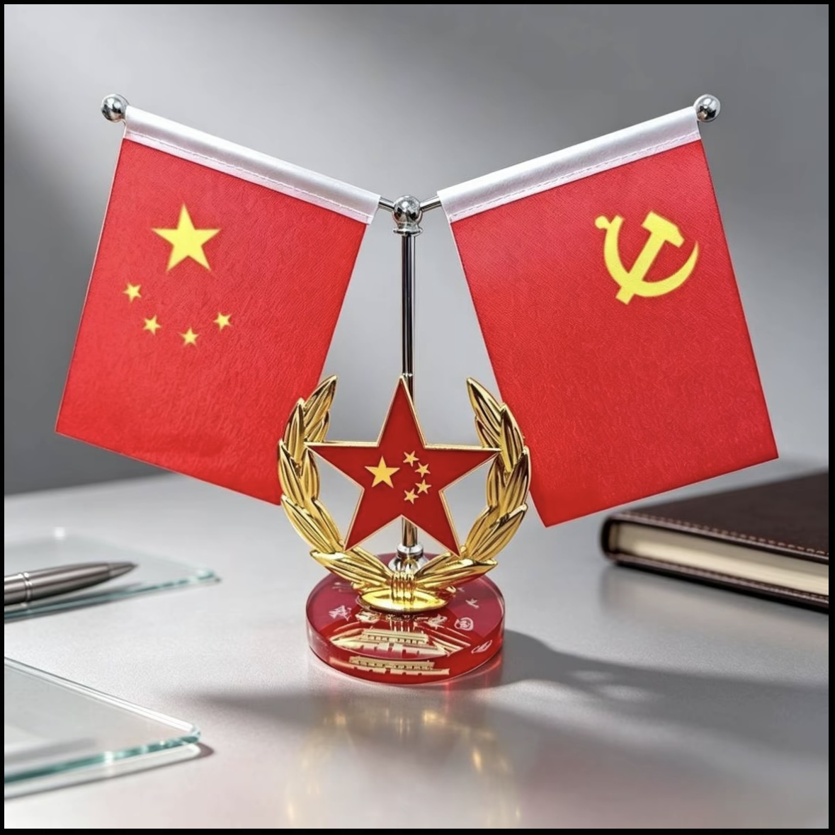 【爱国红旗】高档家用红旗摆件车载中控台办公室家居装饰品