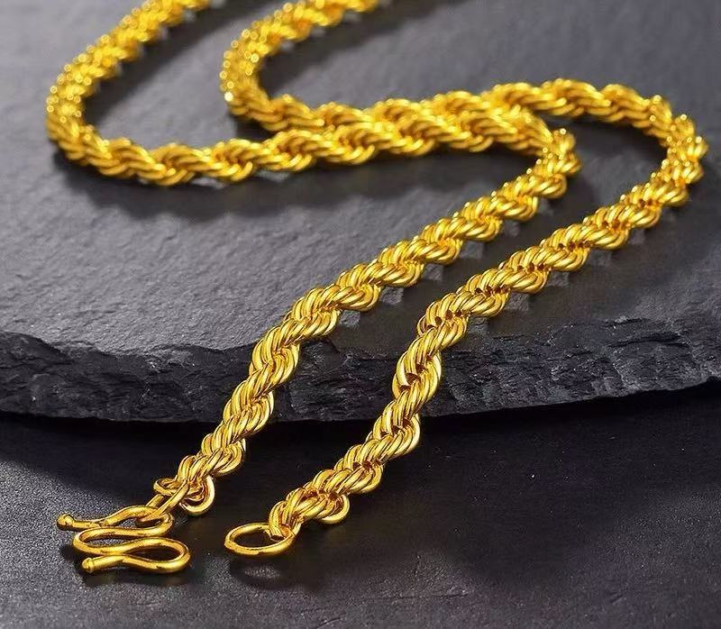 吊坠足银 粗麻花项链011经典时尚百搭精致