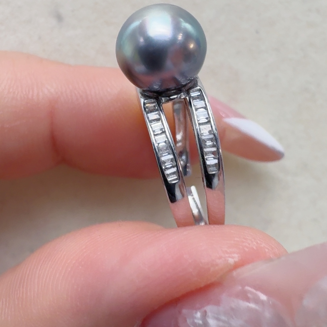 海水珍珠戒指银S925镶嵌@@hj221