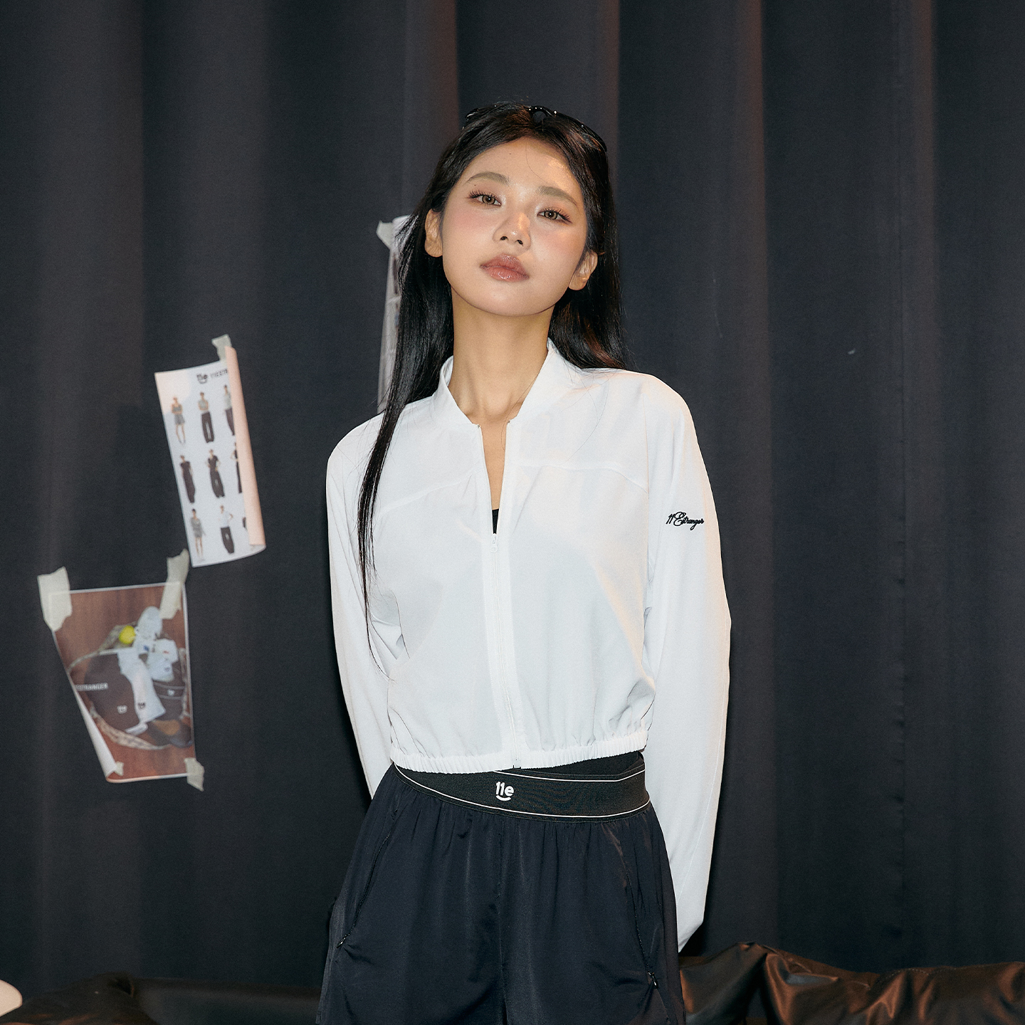 11E 短款瑜伽服女跑步训练运动上衣秋季凉感透气健身短拉链衬衫