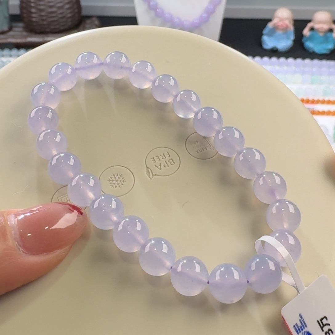 翡翠手链未镶嵌高冰粉色单圈8mm