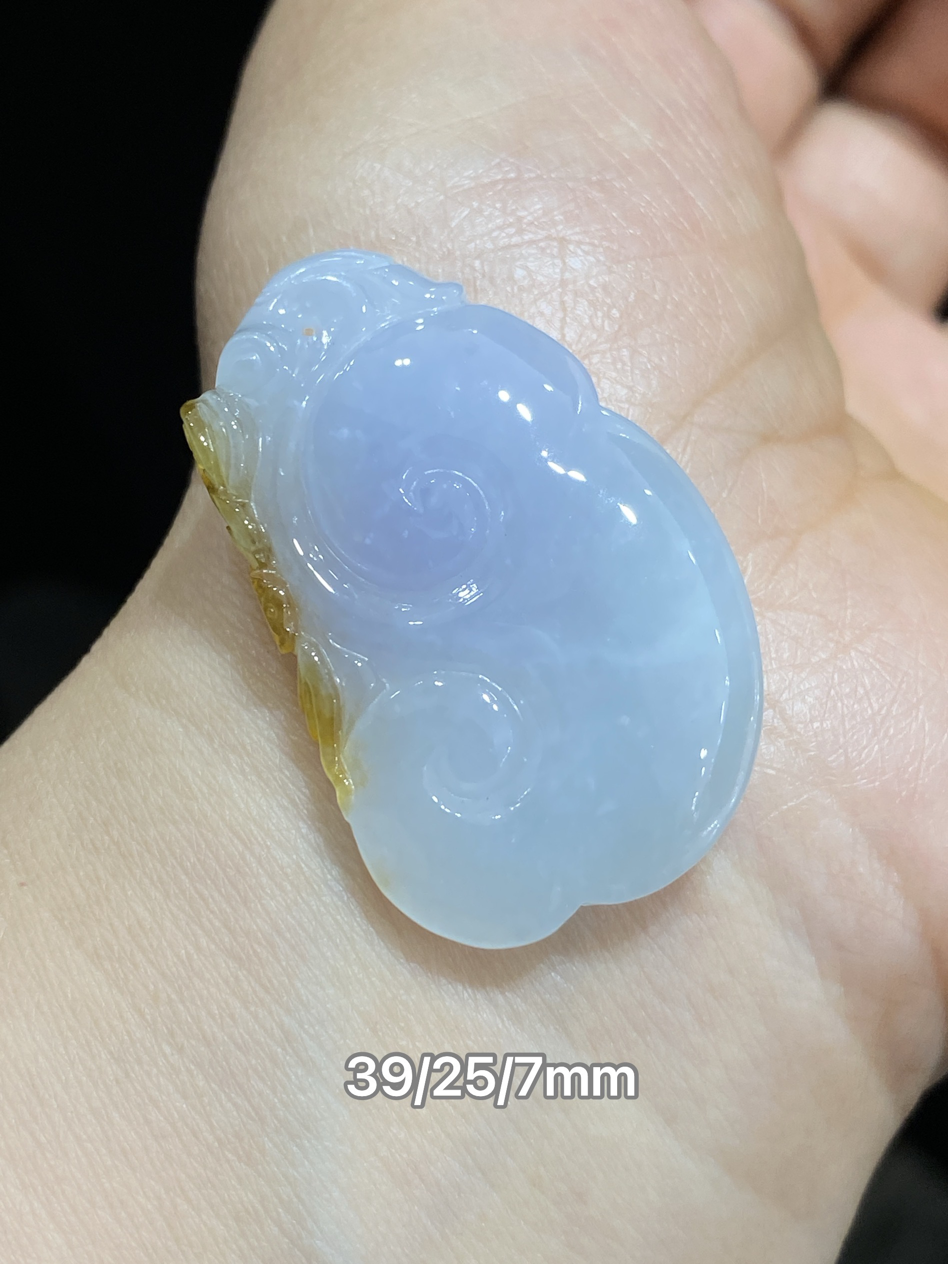 缅甸翡翠A货细糯化紫底飘黄翡特色如意吊坠挂件项链天然玉石玉坠