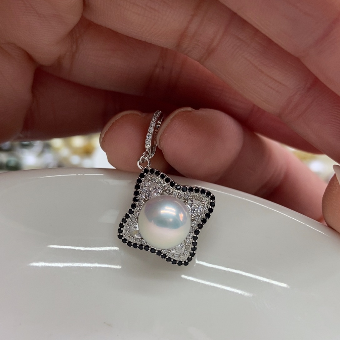 淡水珍珠吊坠(不含链)银S925镶嵌