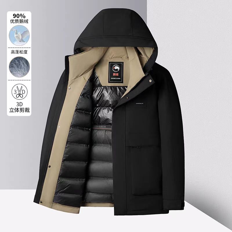 【三防工装鹅绒服】男士冬季保暖鹅绒羽绒服连帽-3986
