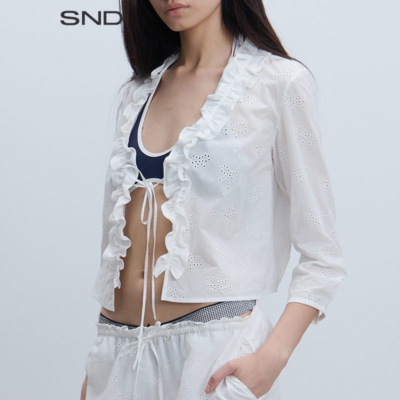 【SNDRARELY ALIKE 设计师品牌】SND SS25 蝴蝶结刺绣系带开衫女款