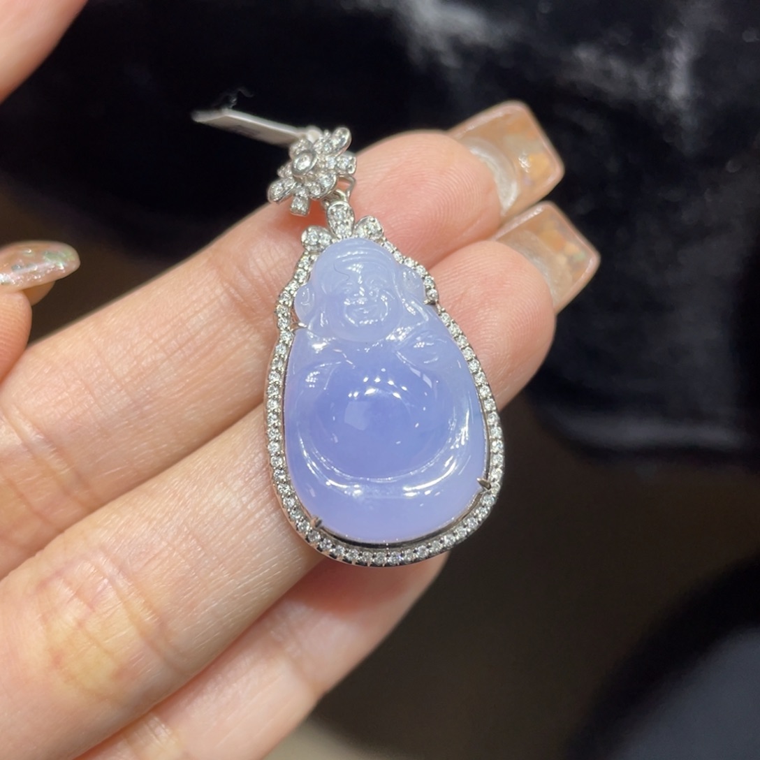 翡翠颈饰18K金镶嵌天然缅甸翡翠