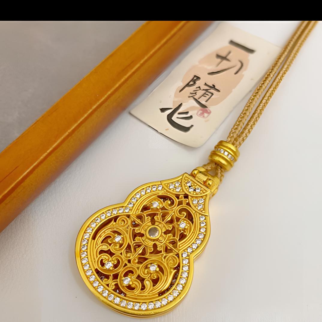 合金吊坠 点钻花丝可开合葫芦六字真言情侣吊坠