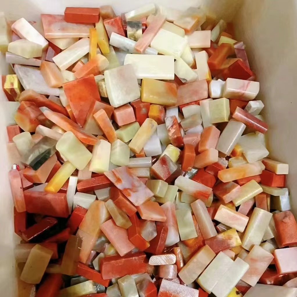 五彩老挝石冻石印章料石料闲章原石练习章篆刻印章学生刻字练手石