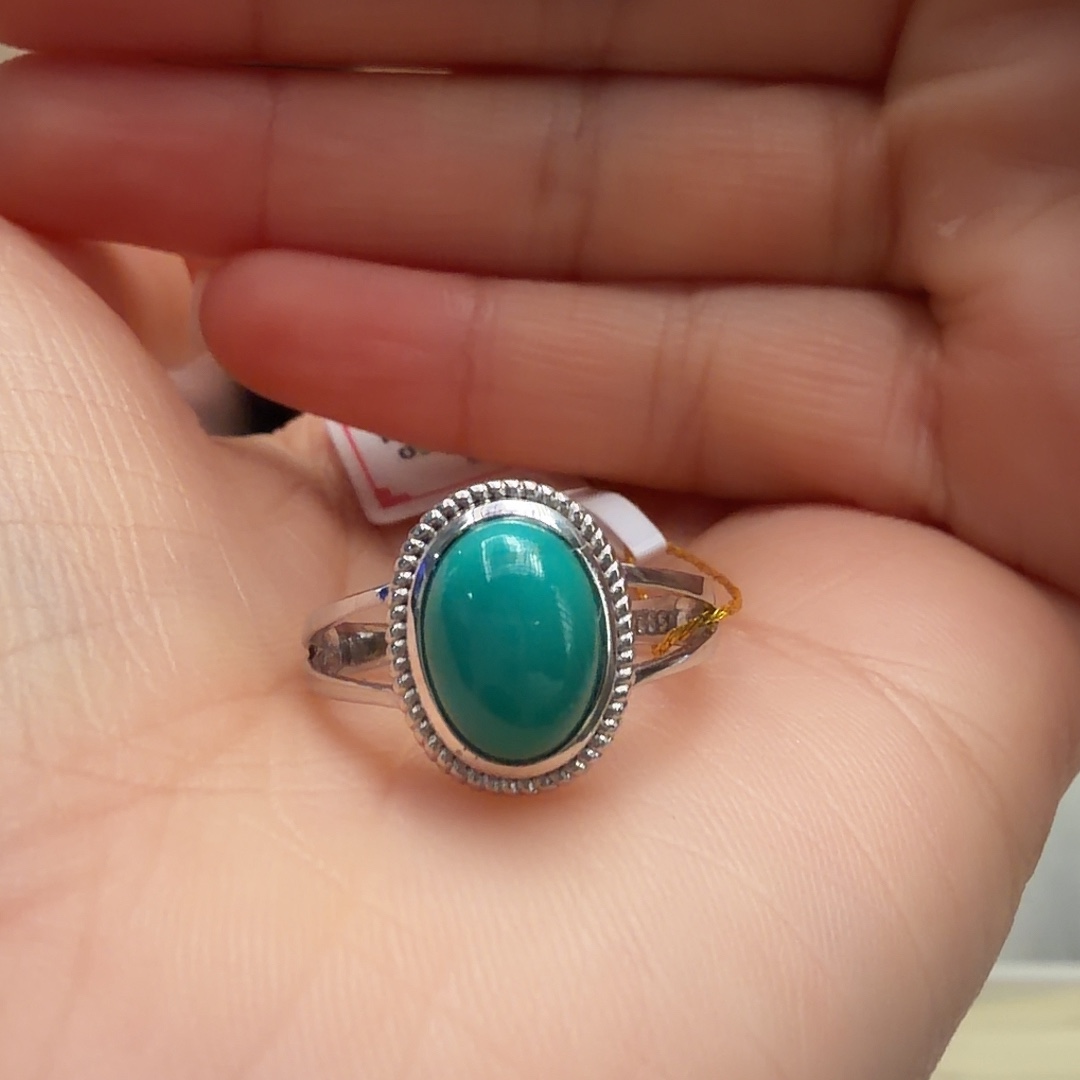 绿松石银S925镶嵌戒指