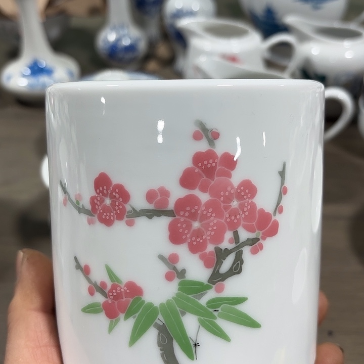 陶梅花，笔筒，笔筒，笔筒11公分高度
