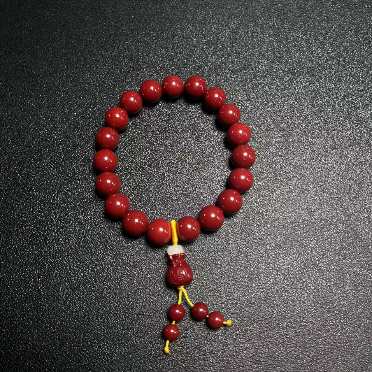 天然辰砂《边境高订》单圈朱砂手串A06