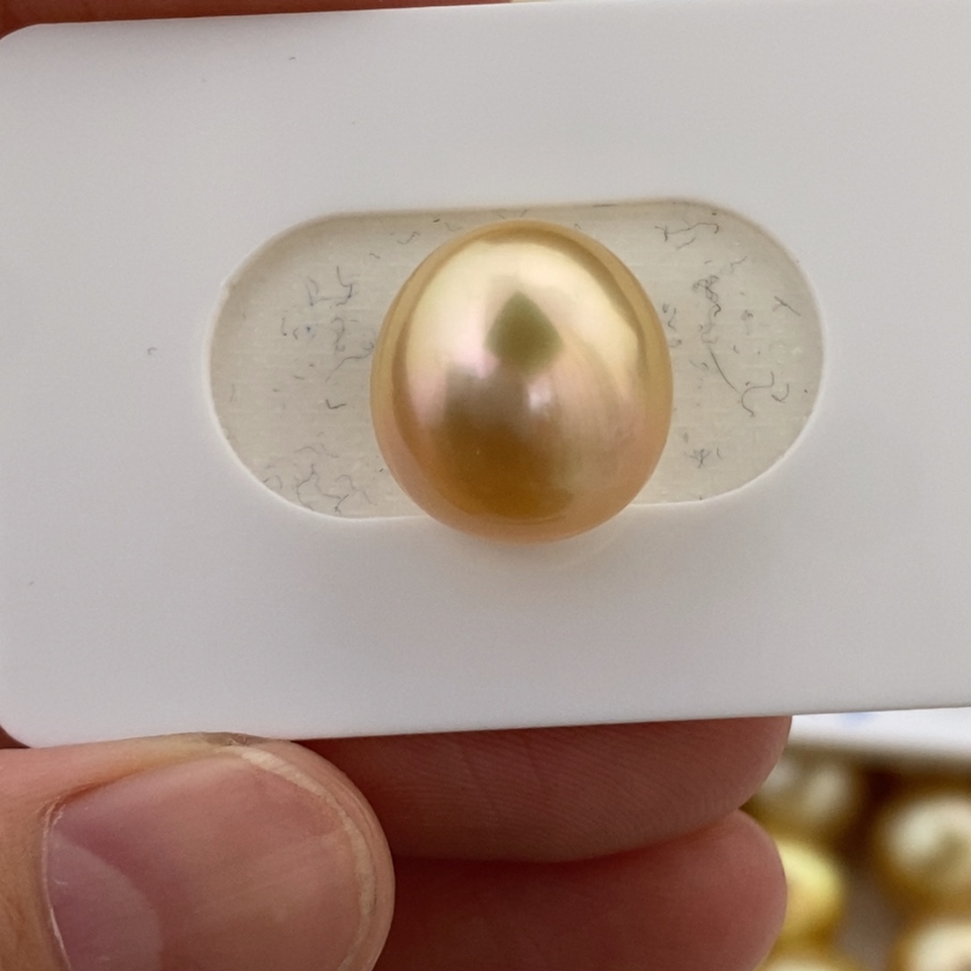 海水珍珠裸珠金珠炫彩镜面光13.2mm