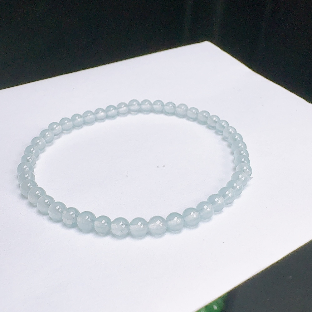 天然缅料A货 白冰手串 4.5mm  一串