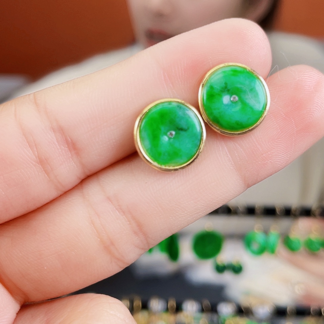 翡翠银S925镶嵌耳饰