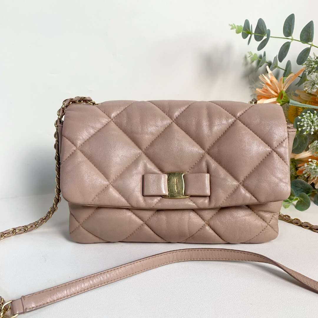 95新 FERRAGAMO/菲拉格慕 【98新/奶茶色】ferragamo 新款泡芙中号