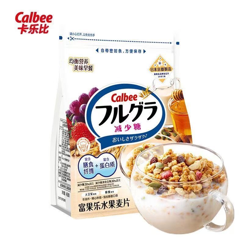 Calbee卡乐比富果乐水果麦片减少糖450g*1袋保质期至25年11月21日