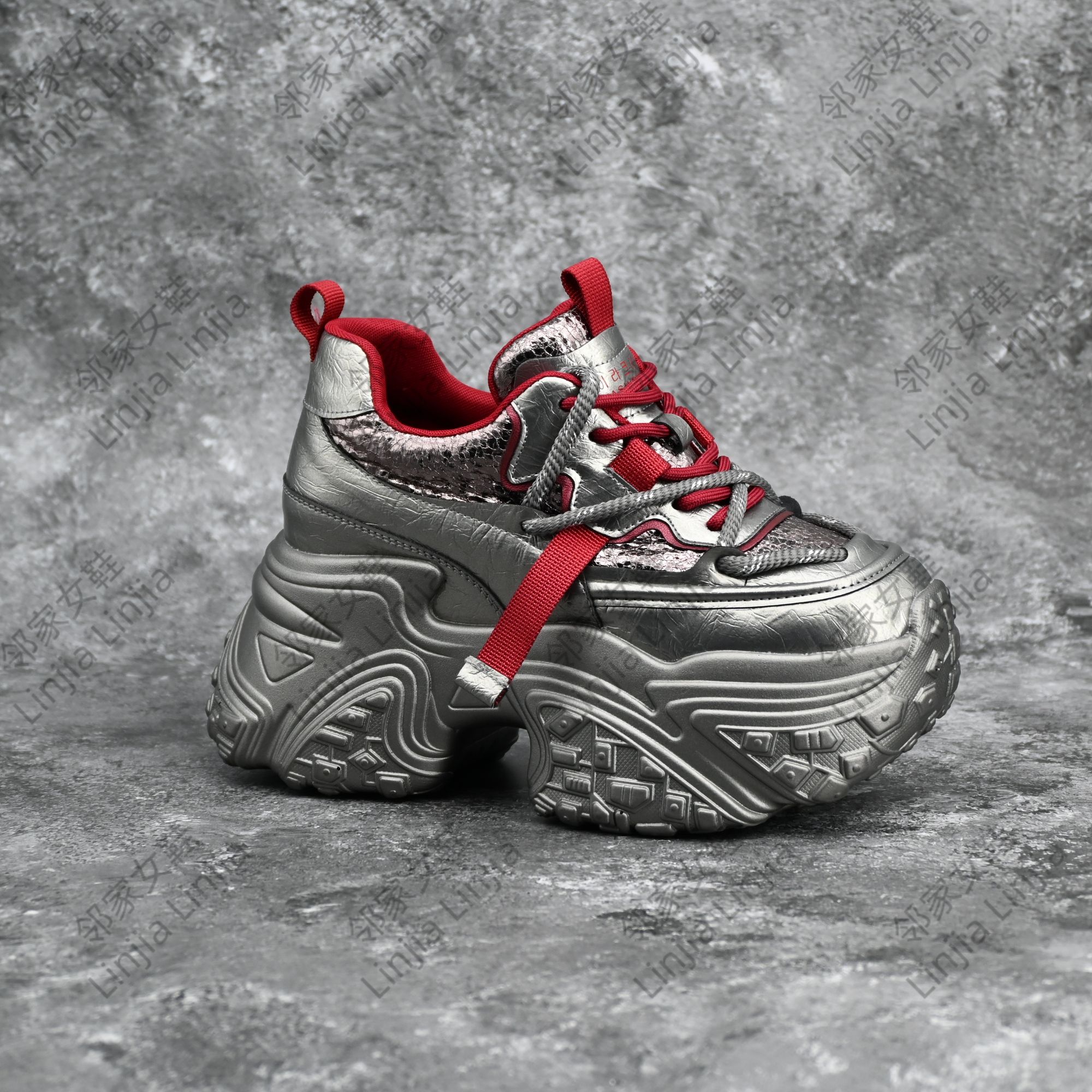 跟高11公分小个子厚底内增高老爹鞋女24新款松糕休闲运动鞋