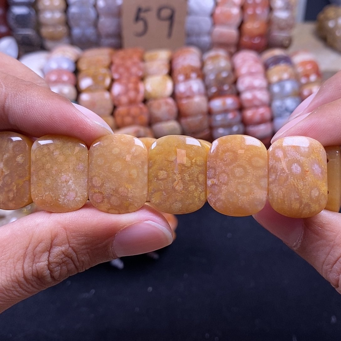 硅化珊瑚（珊瑚玉）未镶嵌手串糖冰豹纹123