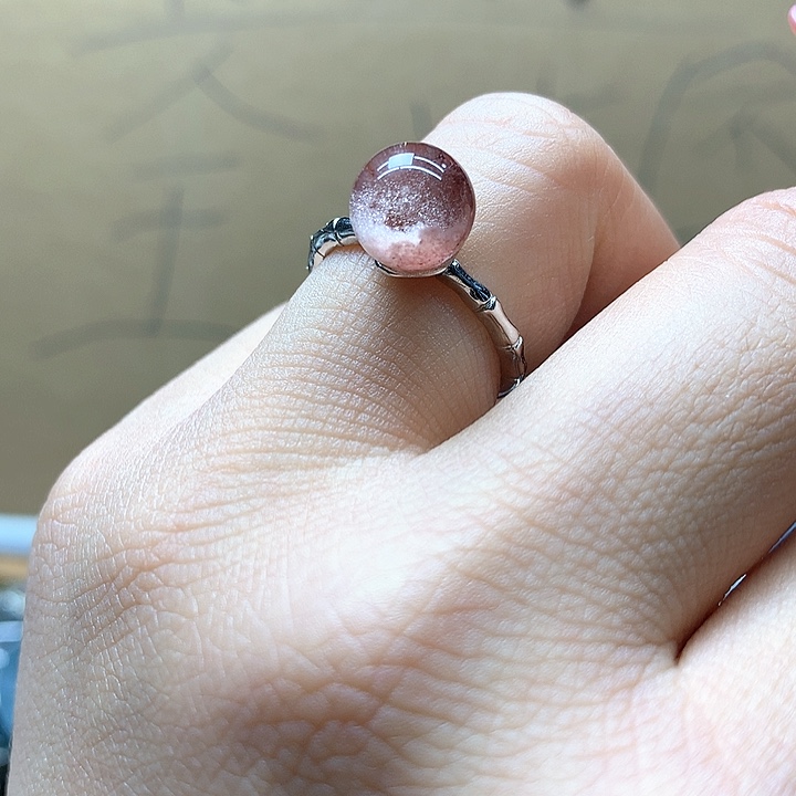 水晶水晶戒指银S925镶嵌