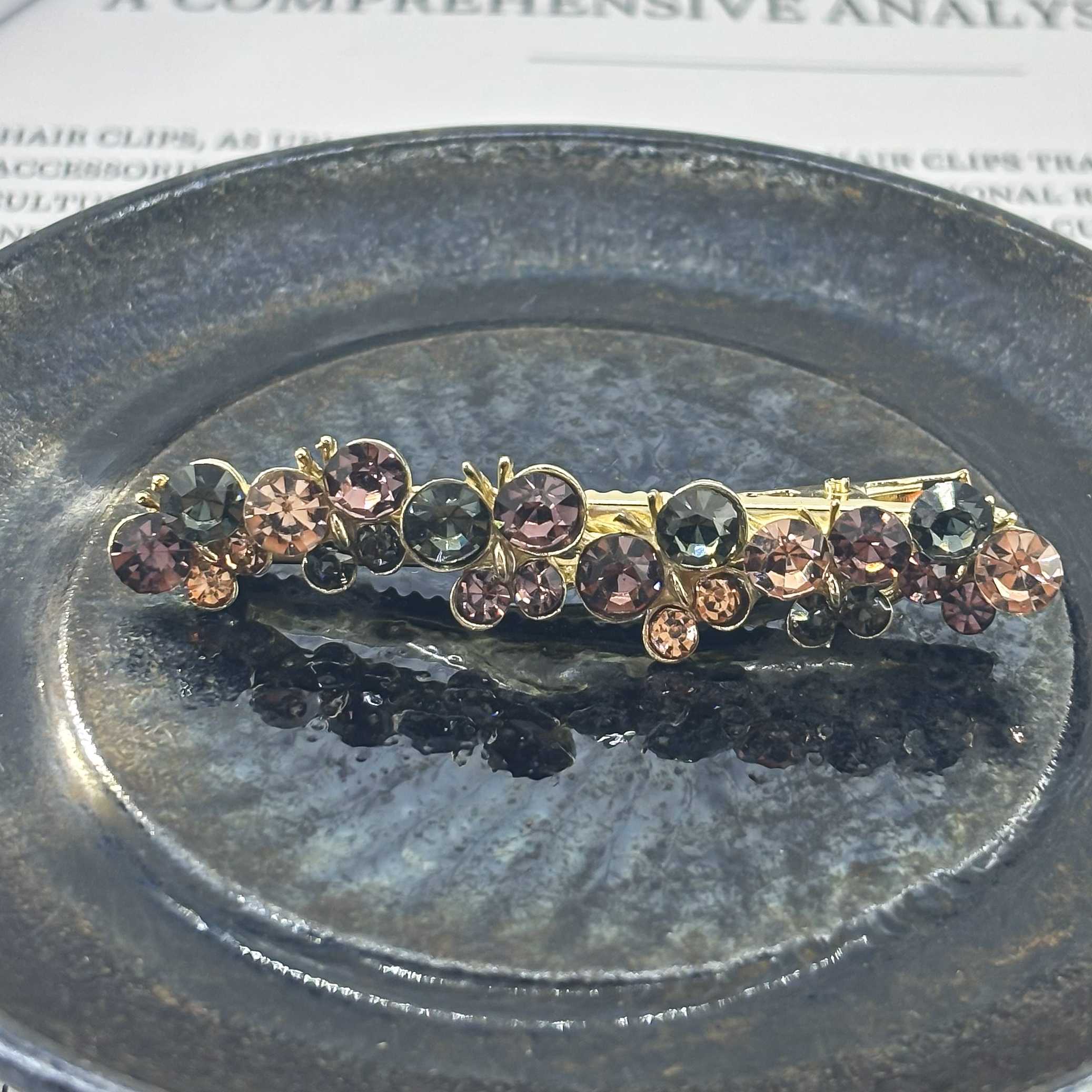 7992璀璨蝴蝶水晶压夹6.5CM一对